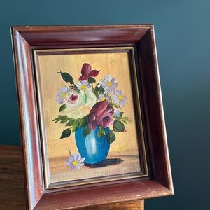 Floral Painting in Wooden Frame